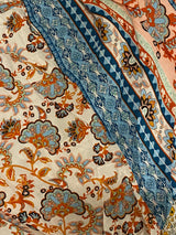 קימונו אורוגוואי פרחוני כתום כחול